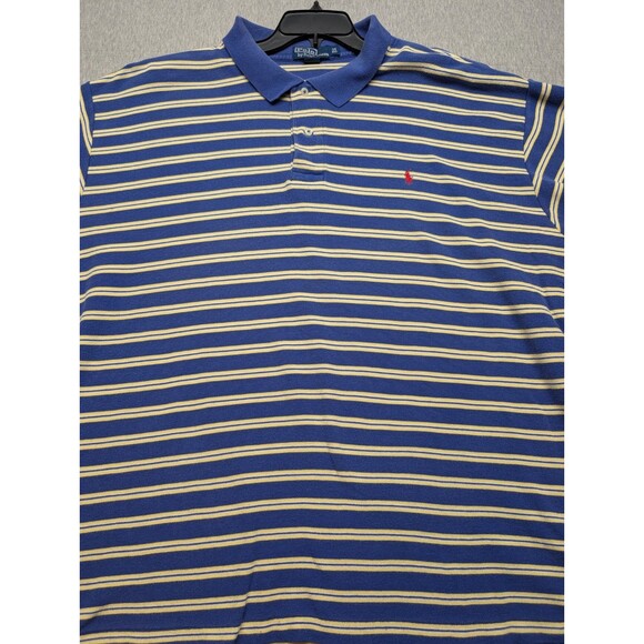 Polo Ralph Lauren Men Polo Shirt Size 3XB PIMA COTTON PERU Blue Yellow - Picture 2 of 10